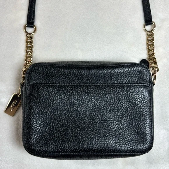 Coach Turn Lock Black Pebbled Leather Crossbody Shoulder Camera Bag - Picture 5 of 17
